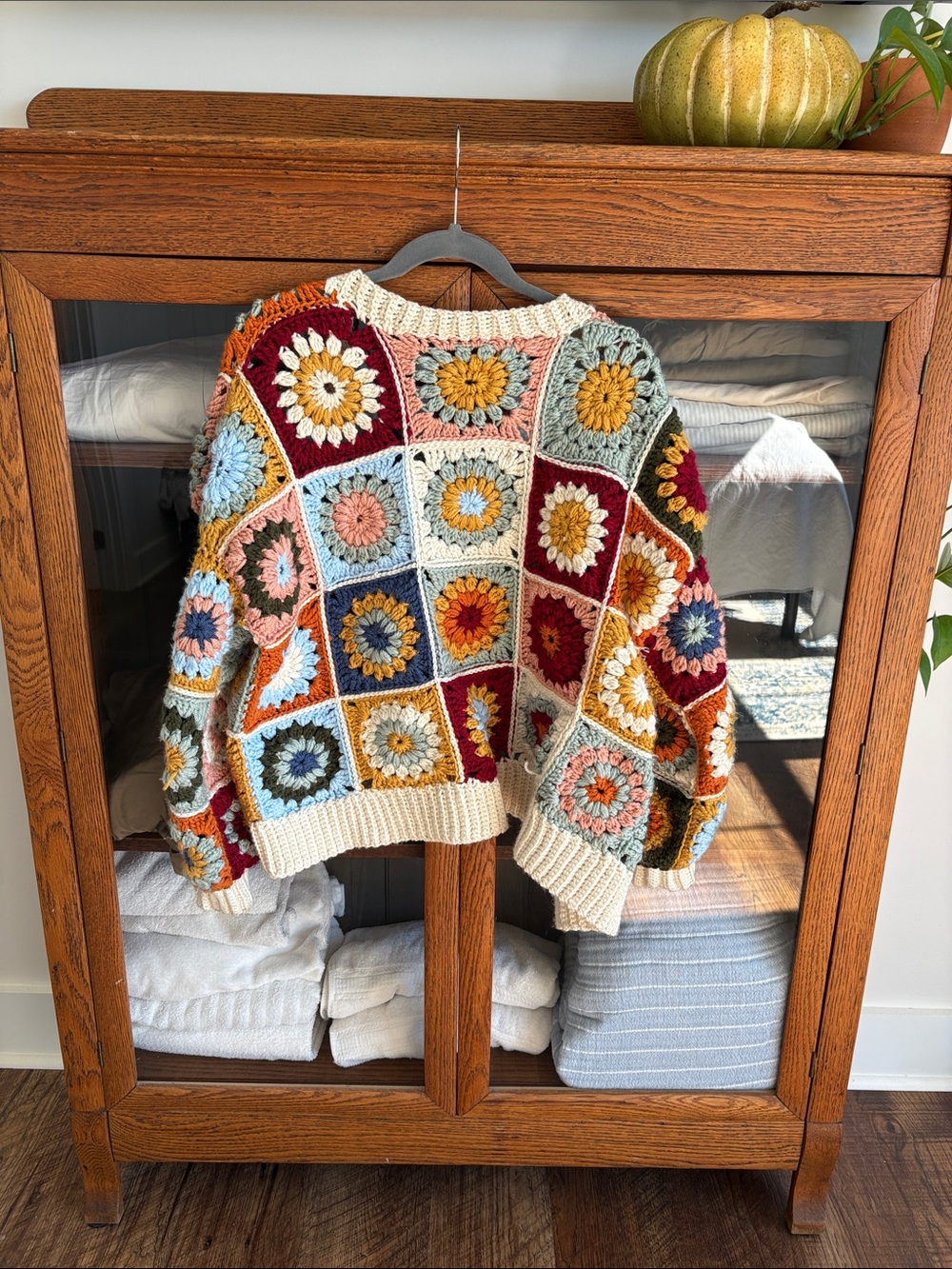 Handmade Crochet Granny Square Cardigan Multicolor